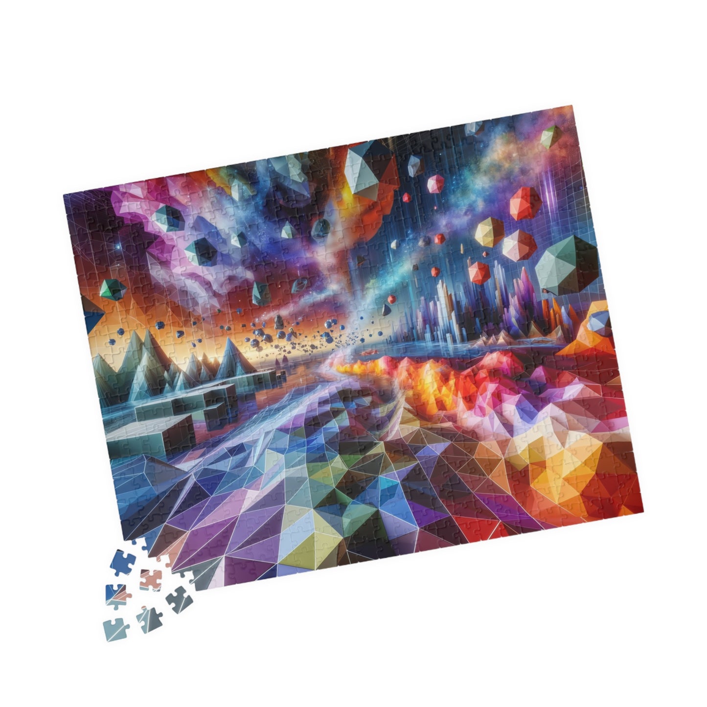 Digital Landscape Puzzle - Vibrant Low-Poly Terrain