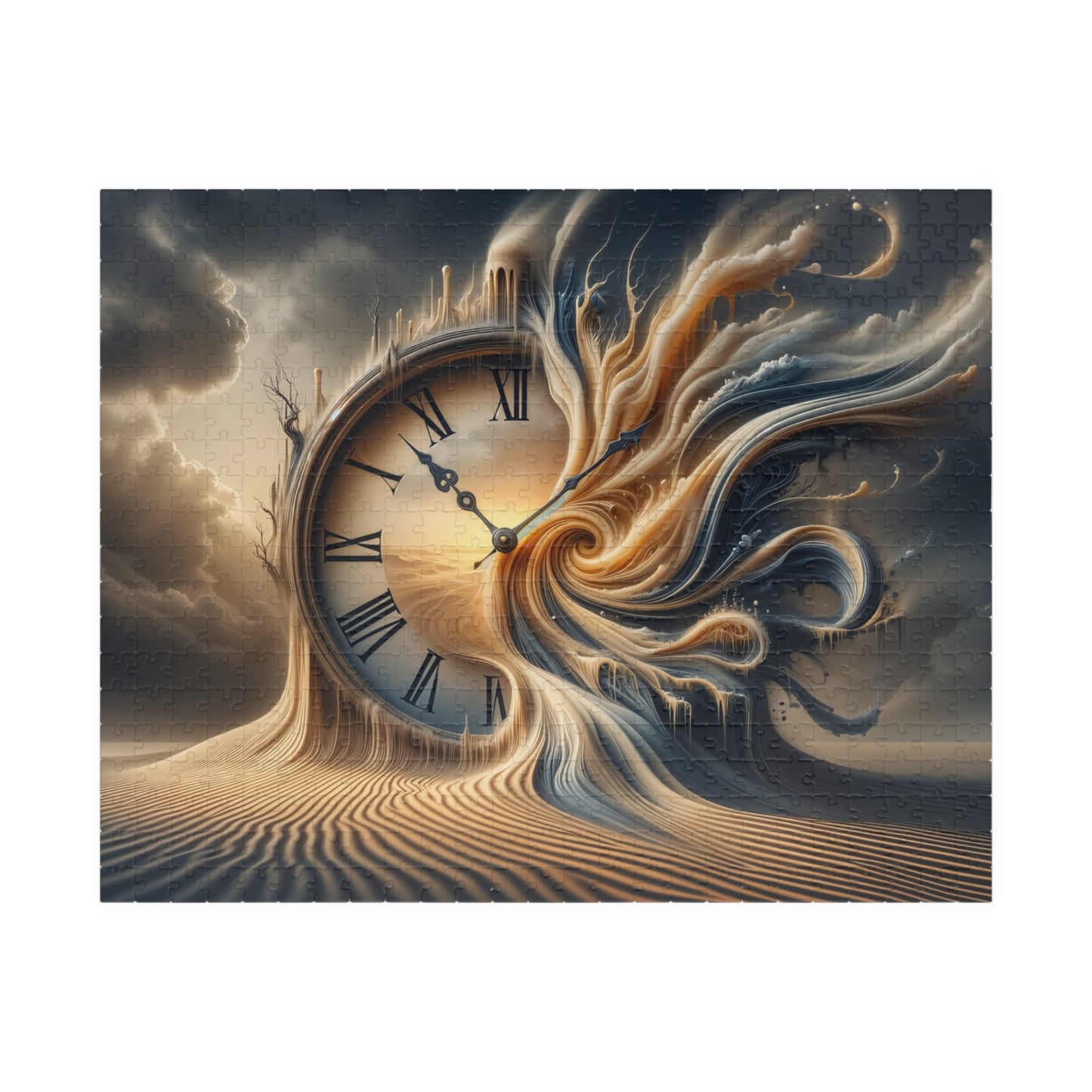 Chronos Unbound Puzzle - Melting Clock in Desert Landscape
