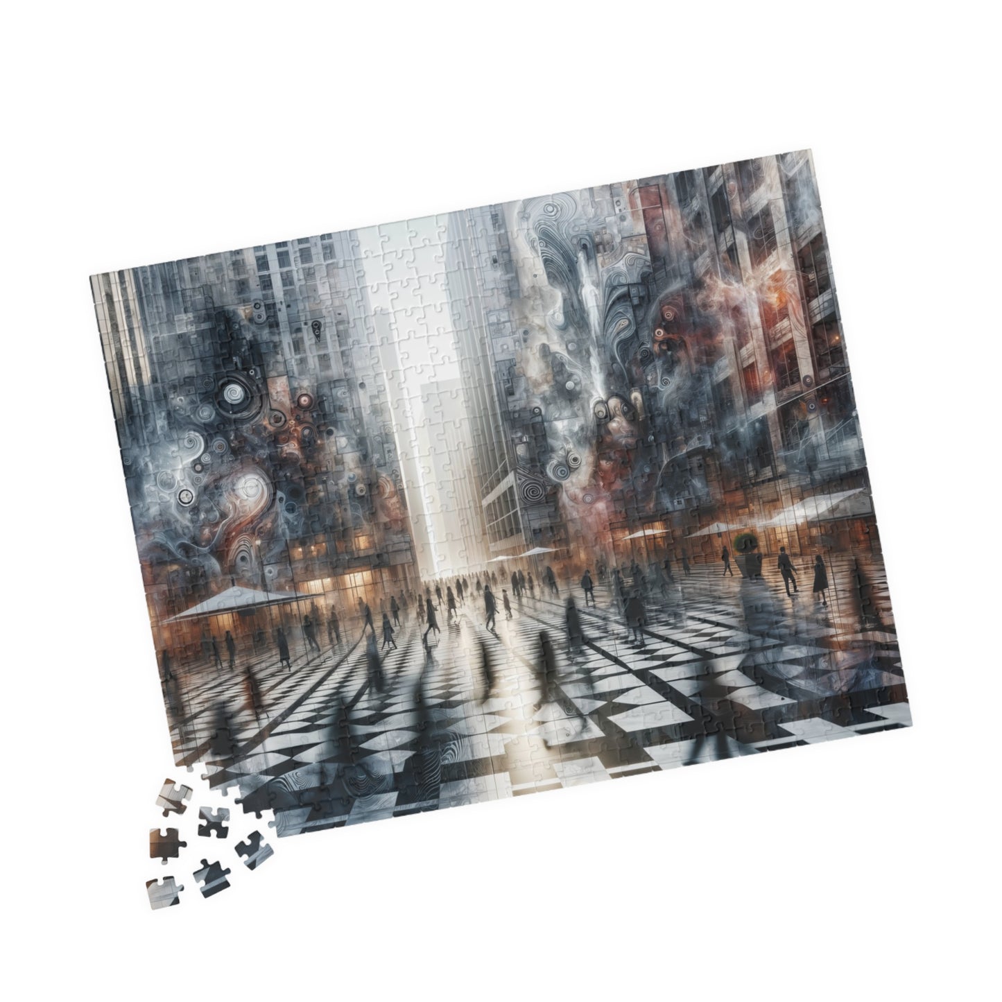 Surreal Cityscape Puzzle - Urban Dream Fluid Art