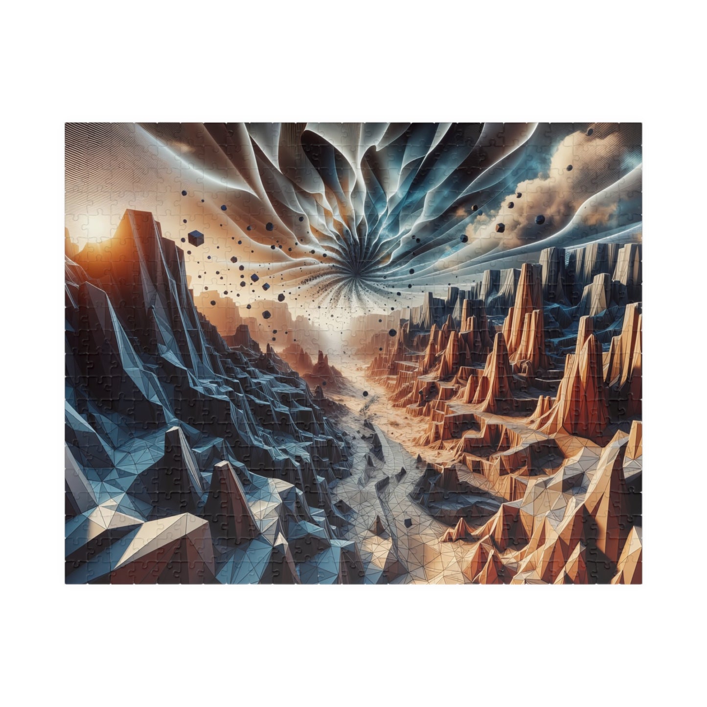 Low-Poly Canyon Puzzle - Geometric Valley with Contrasting Colors