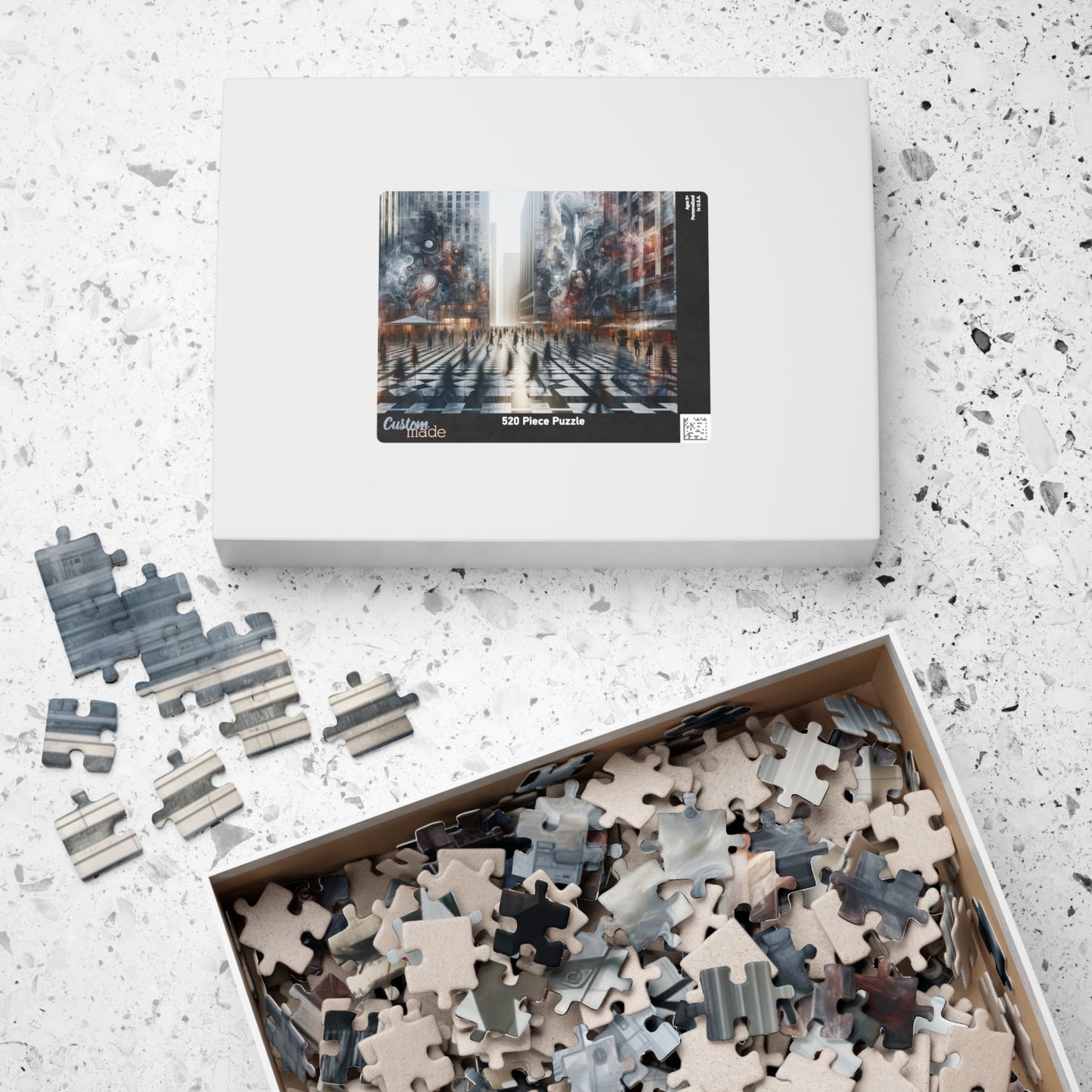Surreal Cityscape Puzzle - Urban Dream Fluid Art