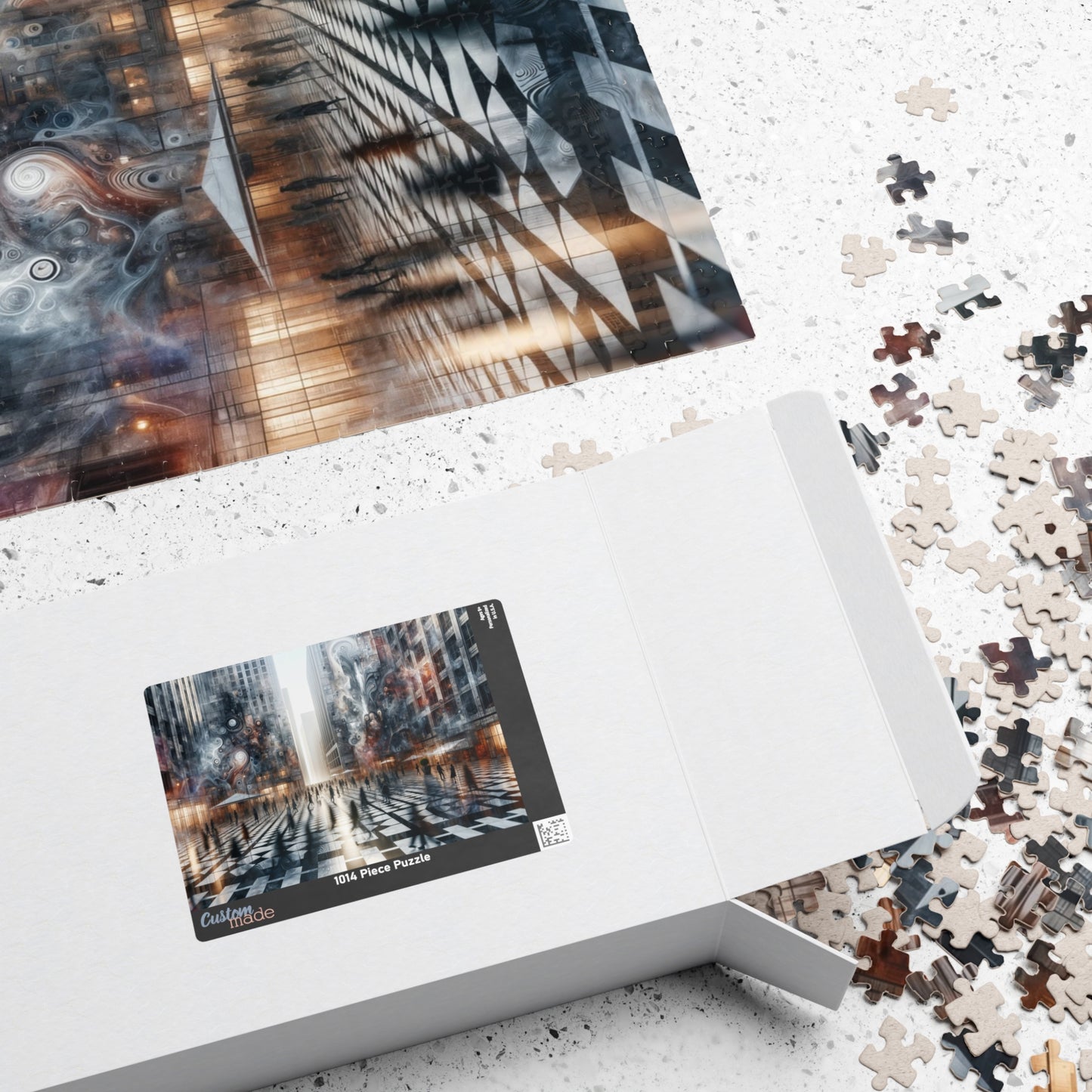 Surreal Cityscape Puzzle - Urban Dream Fluid Art