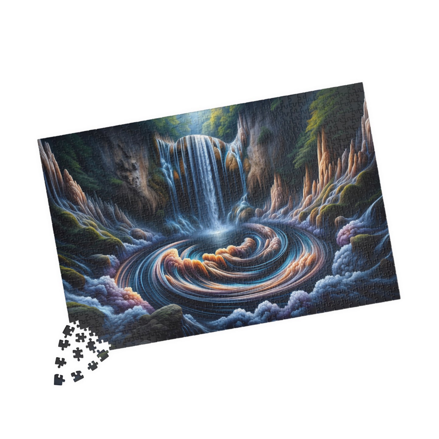 Spiral Waterfall Puzzle - Fantasy Canyon with Textile-Like Flowing Water