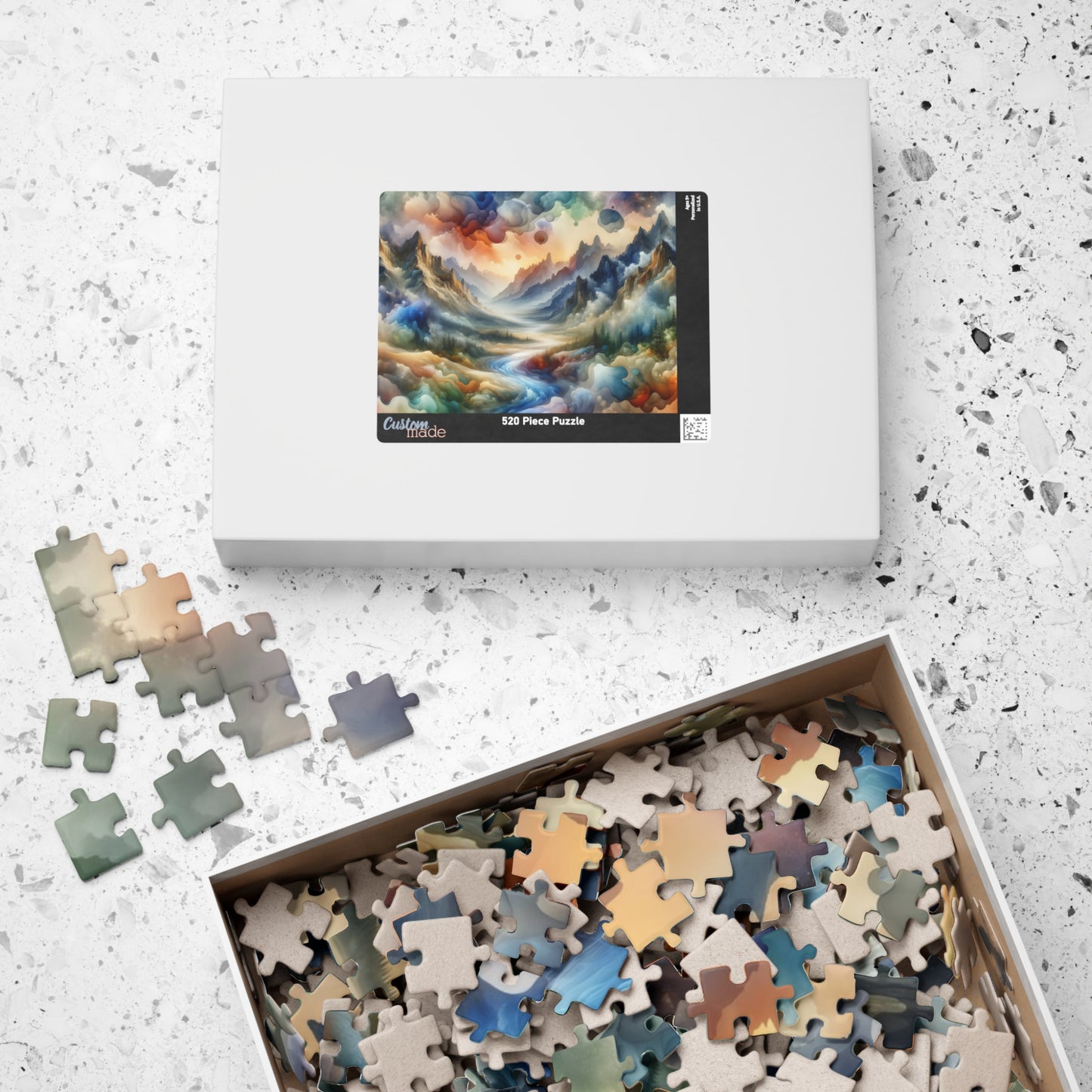Ethereal Valley Puzzle - Flowing Watercolor Landscape