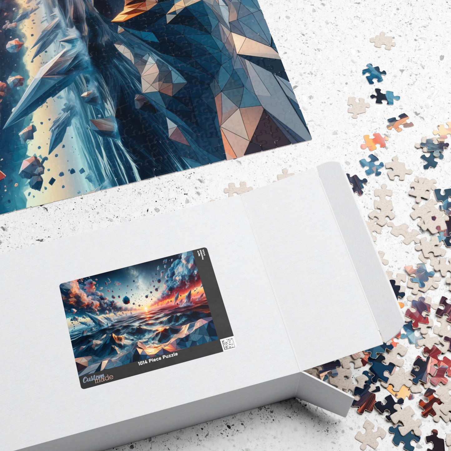 Oceanic Polygons Puzzle - Geometric Sunset Seascape