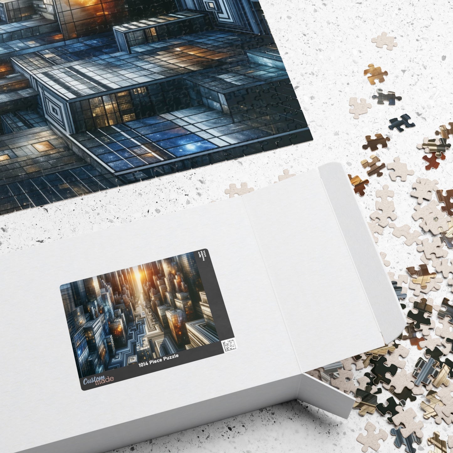 Circuit City Puzzle - Futuristic Glowing Skyscrapers with Geometric Streets