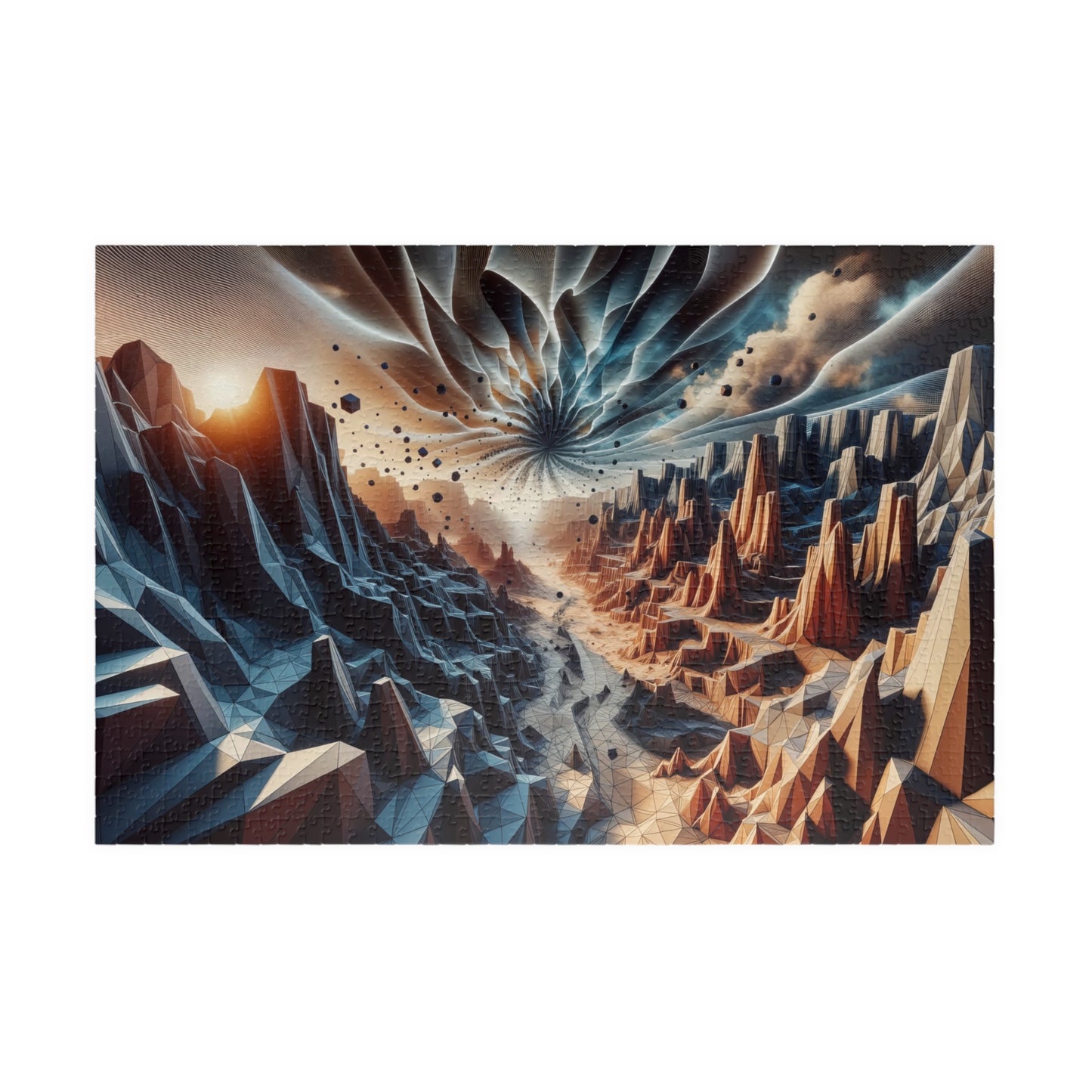 Low-Poly Canyon Puzzle - Geometric Valley with Contrasting Colors
