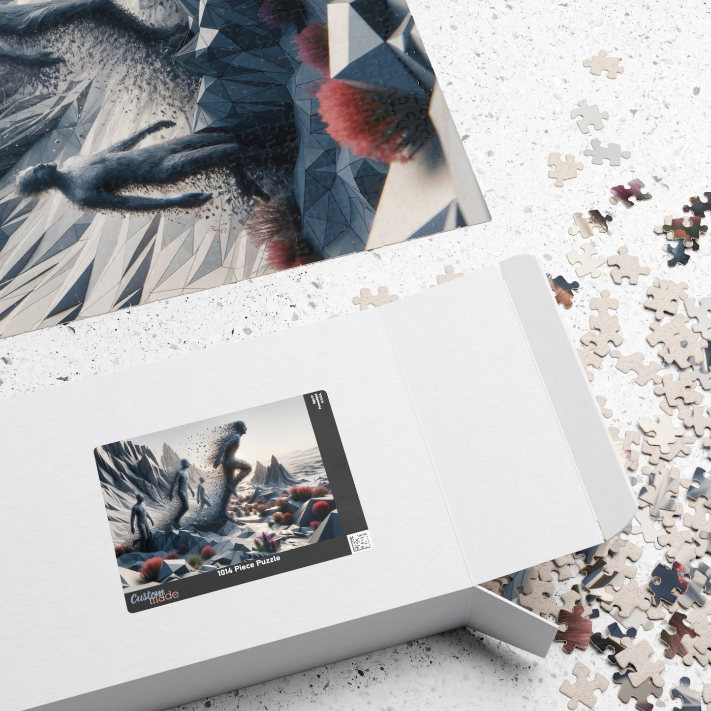 Geometric Human Forms Puzzle - Low-Poly Art Mountain Landscape
