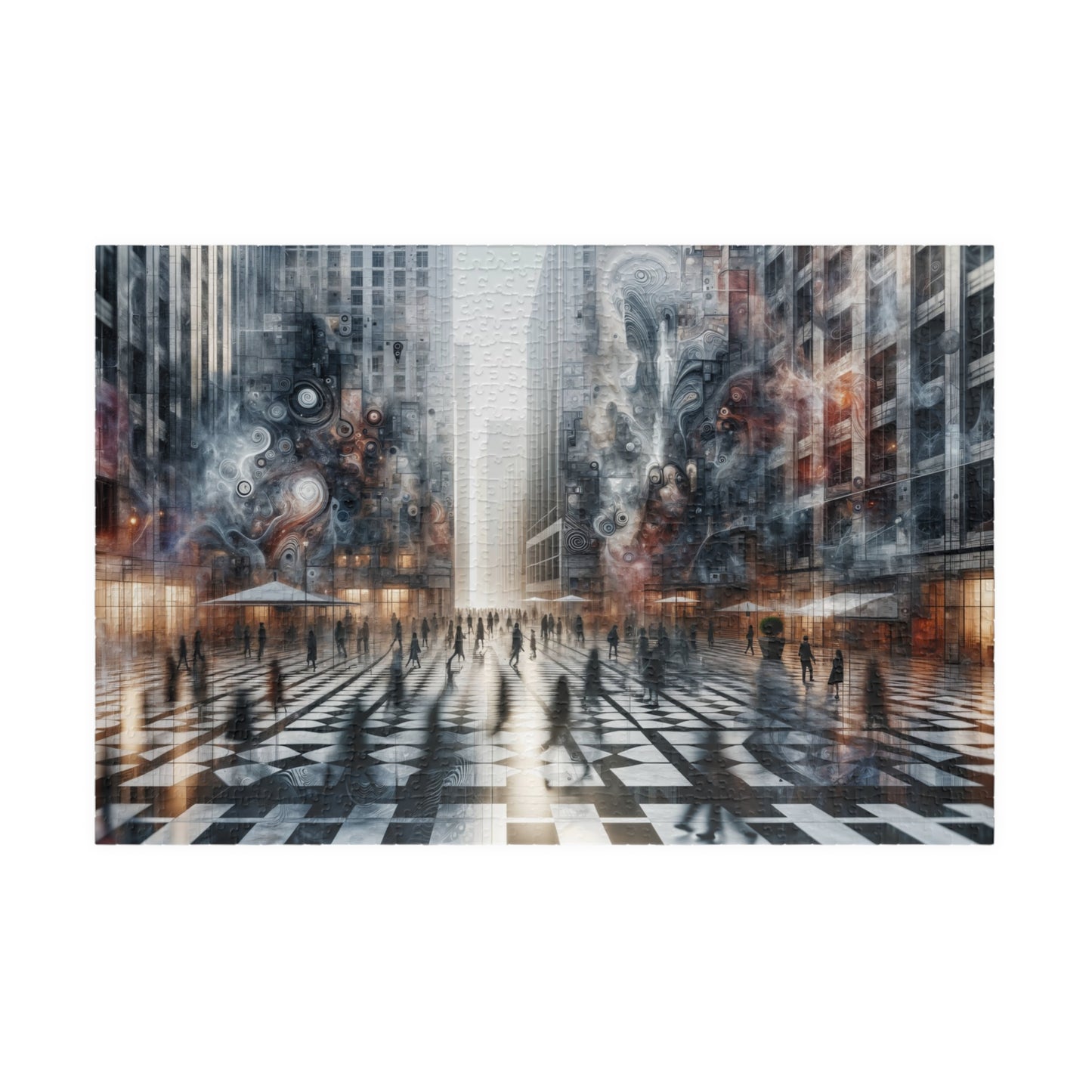 Surreal Cityscape Puzzle - Urban Dream Fluid Art