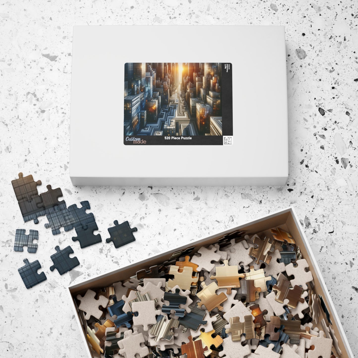 Circuit City Puzzle - Futuristic Glowing Skyscrapers with Geometric Streets