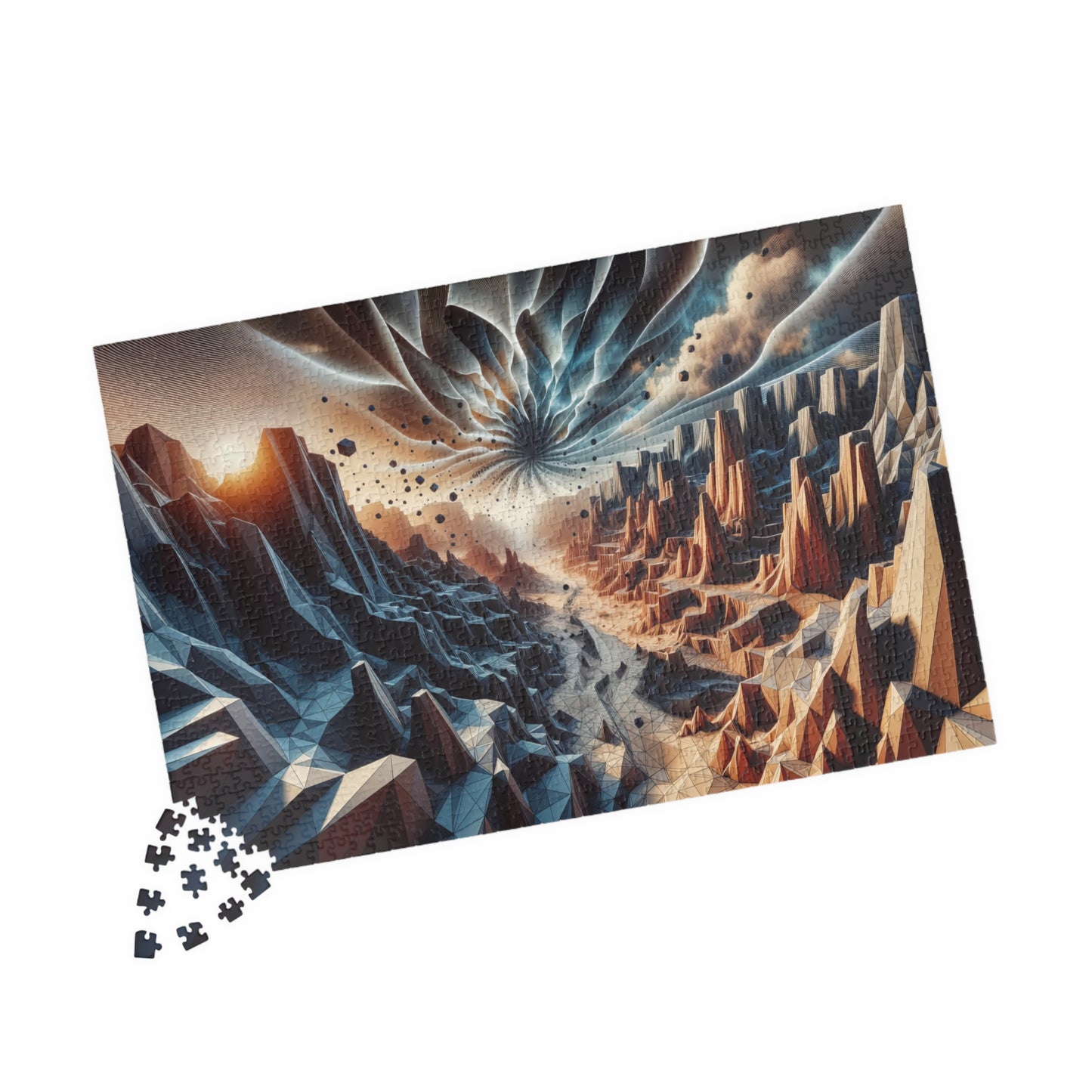 Low-Poly Canyon Puzzle - Geometric Valley with Contrasting Colors