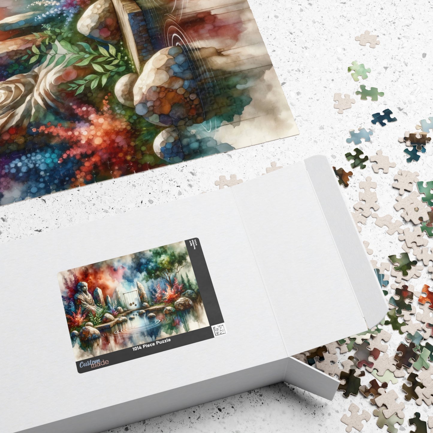 Zen Buddha Sanctuary Puzzle - Meditative Watercolor Scene