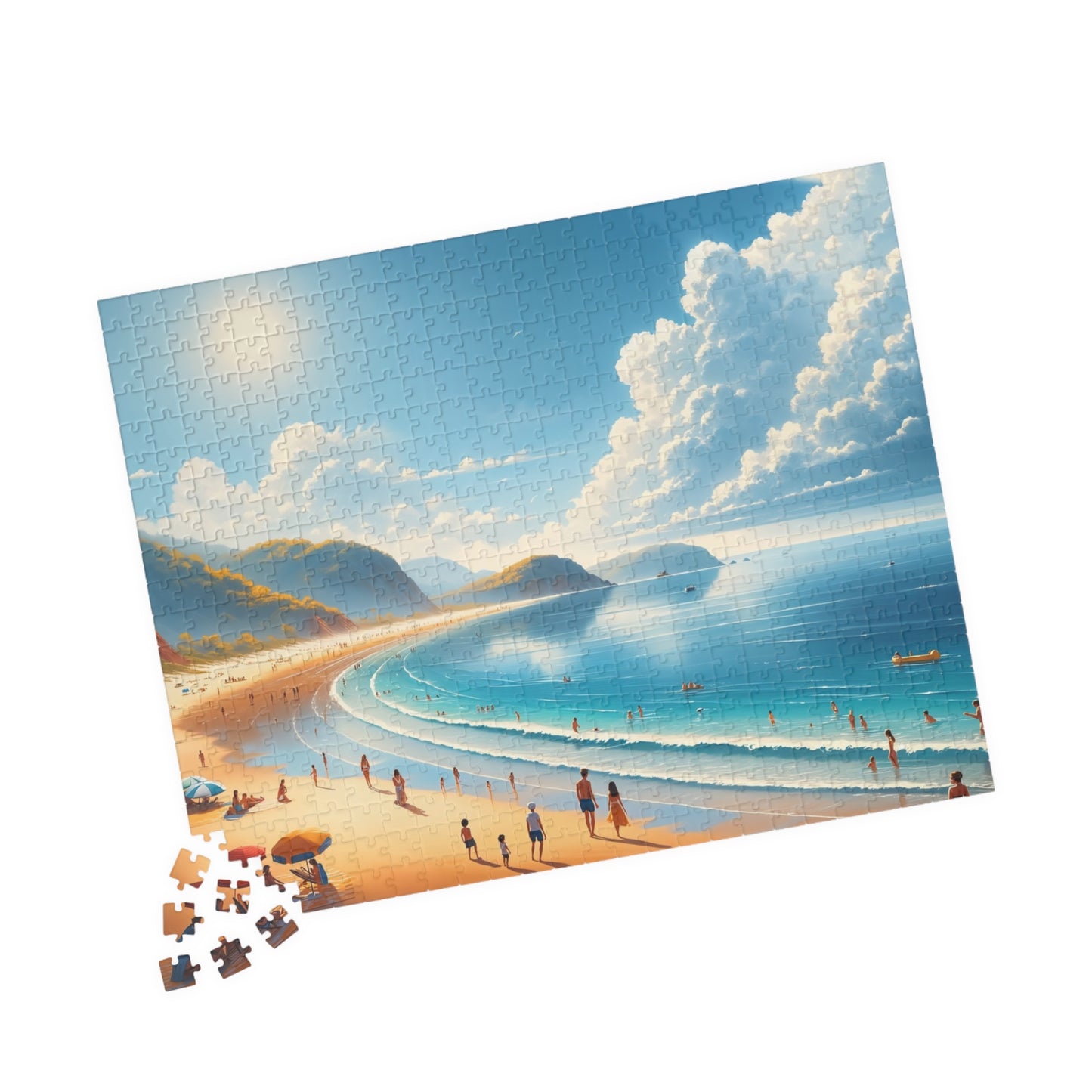 Coastal Paradise Puzzle - Turquoise Waters Crescent Beach