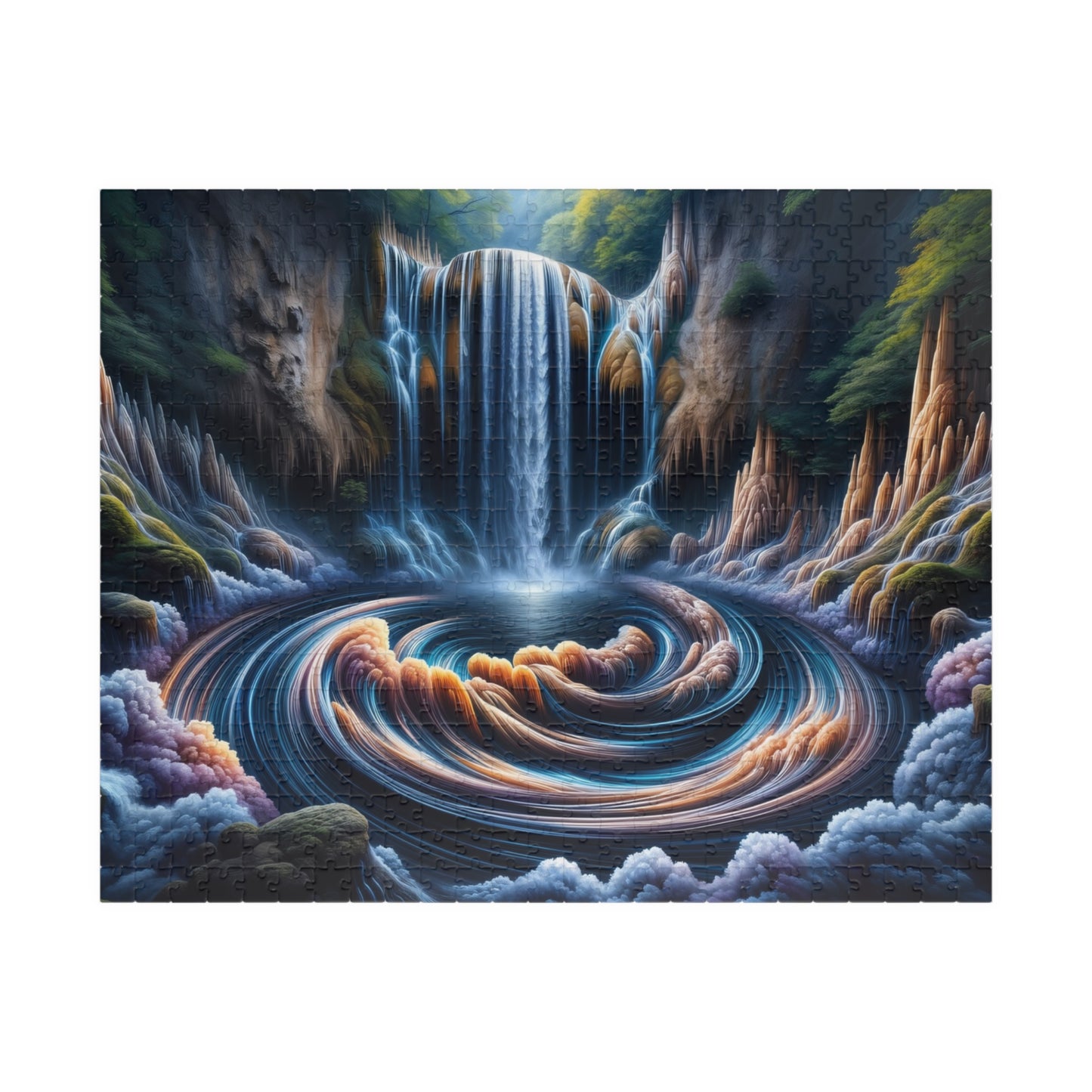 Spiral Waterfall Puzzle - Fantasy Canyon with Textile-Like Flowing Water