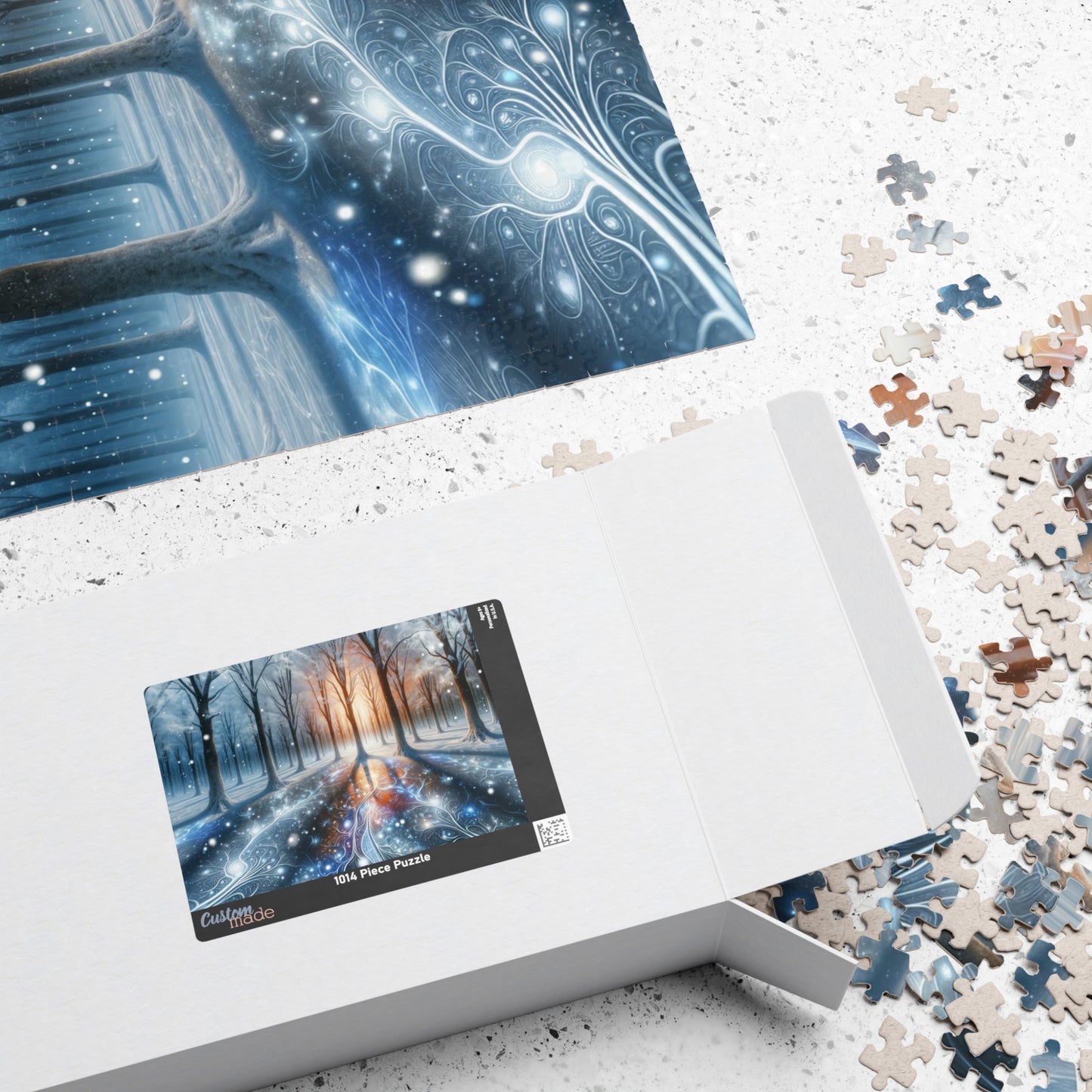 Winter Enchantment Puzzle - Snow Forest with Glowing Fractal Ground