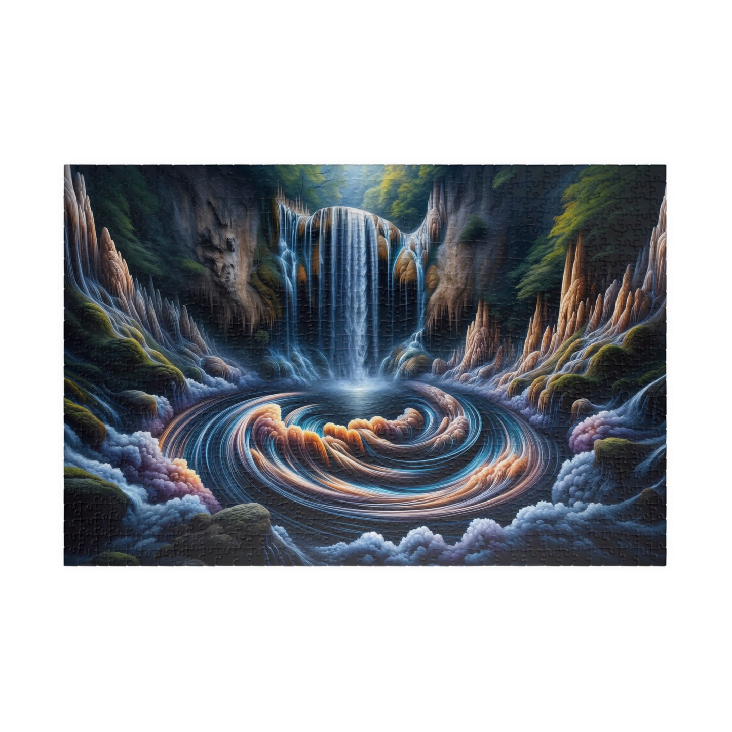 Spiral Waterfall Puzzle - Fantasy Canyon with Textile-Like Flowing Water