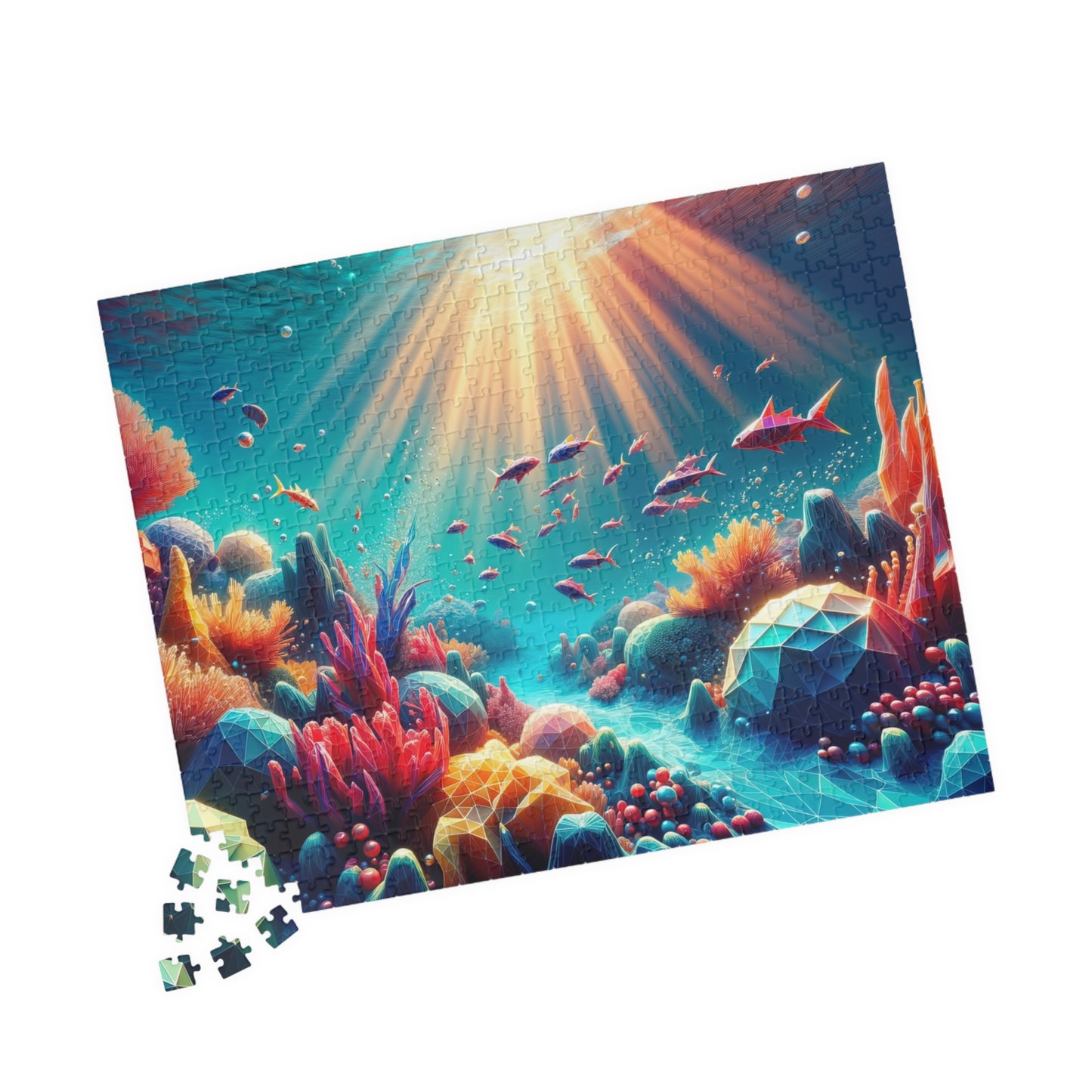 Geometric Coral Reef Puzzle - Low-Poly Underwater Paradise