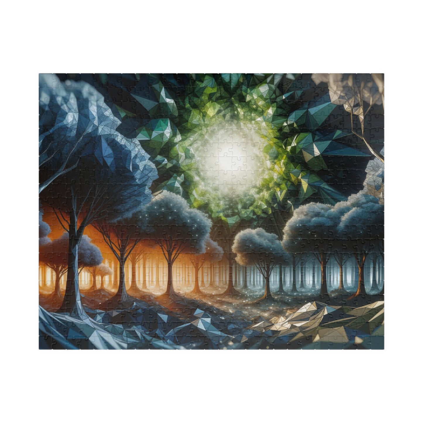 Portal Forest Puzzle - Circular Low-Poly Trees with Energy Center
