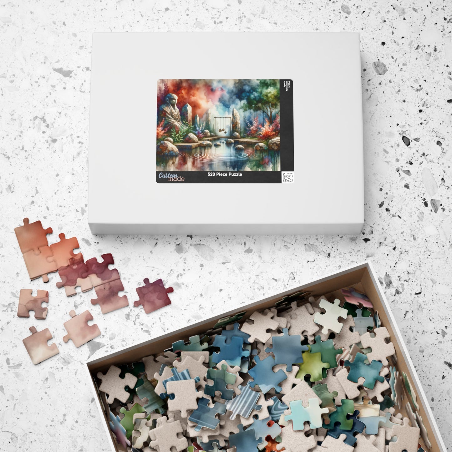 Zen Buddha Sanctuary Puzzle - Meditative Watercolor Scene