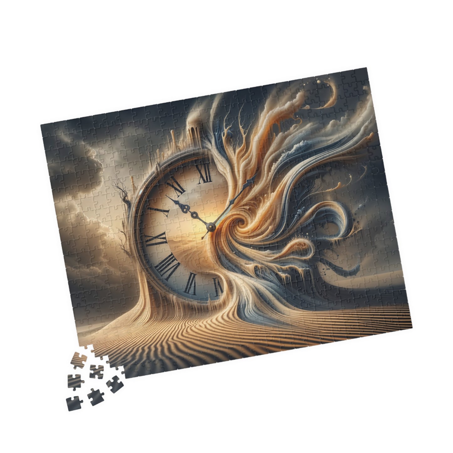 Chronos Unbound Puzzle - Melting Clock in Desert Landscape