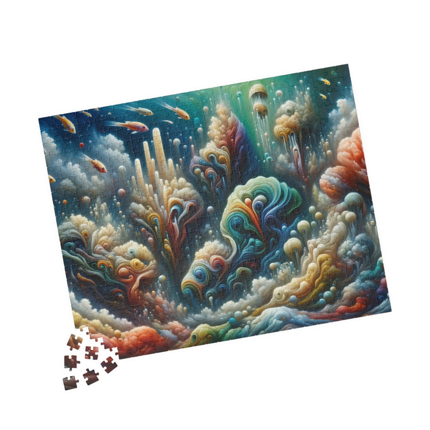 Vibrant Underwater Kingdom Puzzle - Fantasy Coral Reef with Flowing Forms