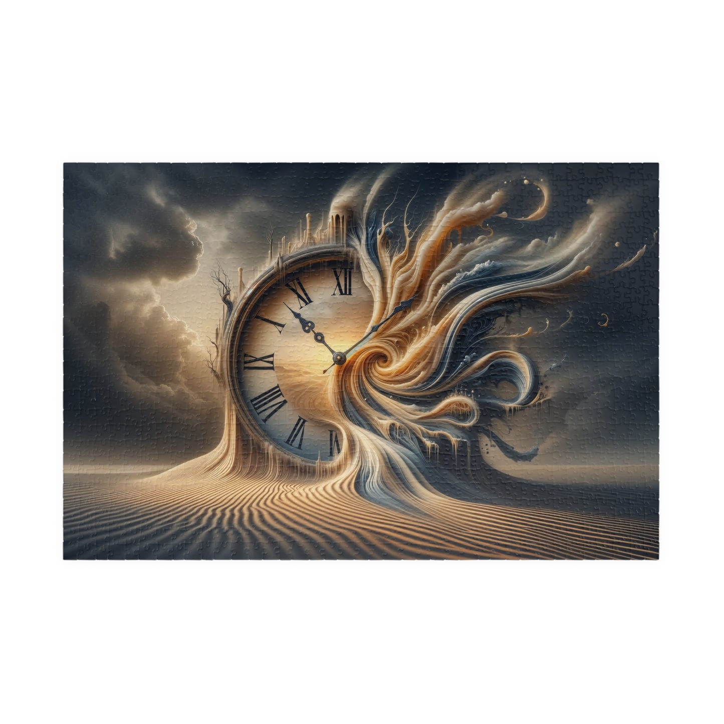 Chronos Unbound Puzzle - Melting Clock in Desert Landscape
