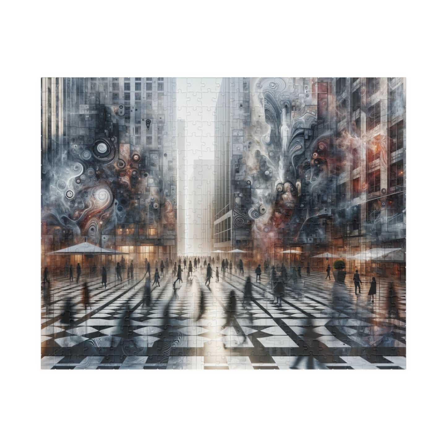 Surreal Cityscape Puzzle - Urban Dream Fluid Art