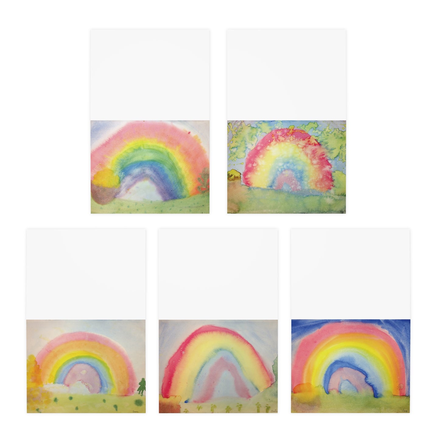 O'Neill Class Rainbow Art Multi-Design Greeting Cards (5-Pack), by Artist Quinn, Kayleb, Emma, Austin, Izzy