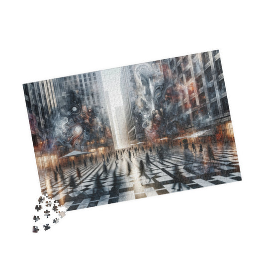 Surreal Cityscape Puzzle - Urban Dream Fluid Art