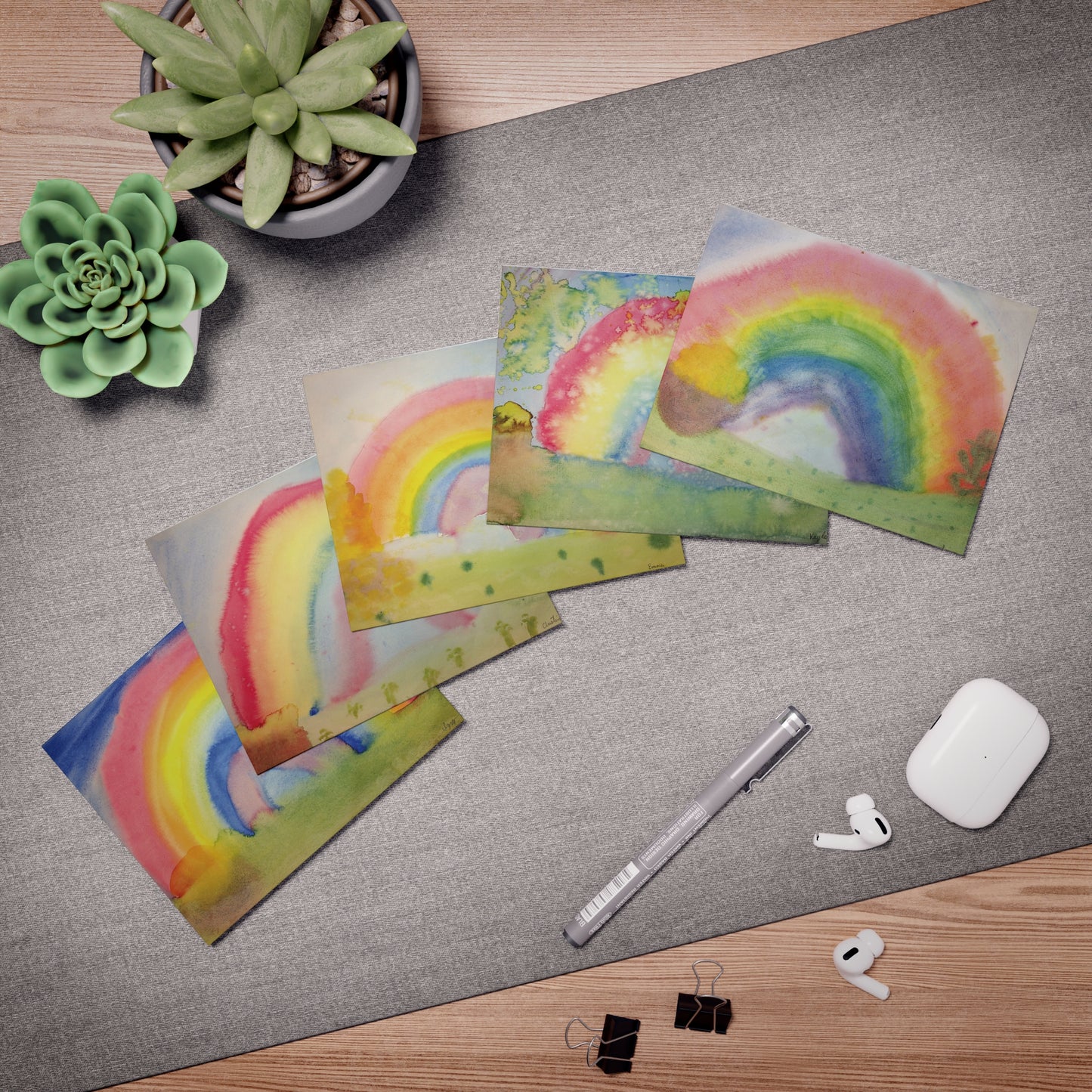 O'Neill Class Rainbow Art Multi-Design Greeting Cards (5-Pack), by Artist Quinn, Kayleb, Emma, Austin, Izzy