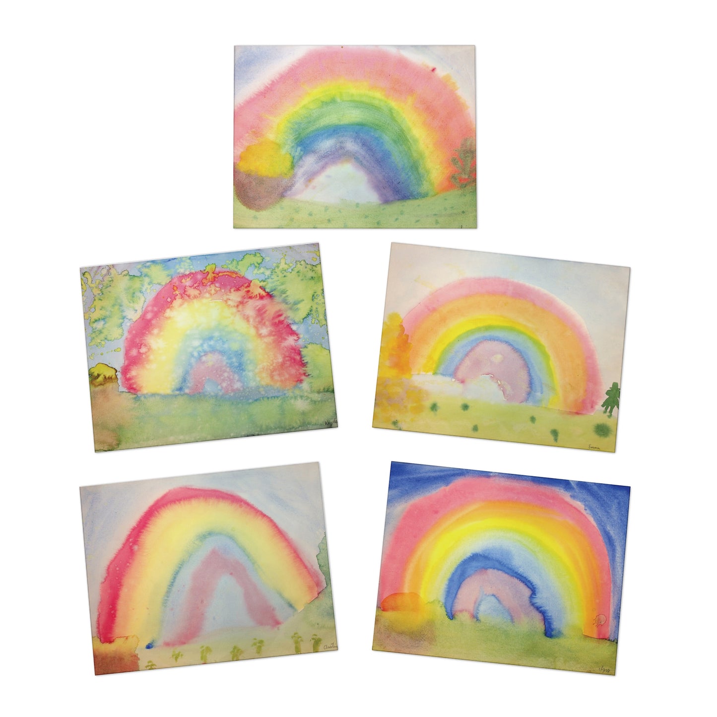 O'Neill Class Rainbow Art Multi-Design Greeting Cards (5-Pack), by Artist Quinn, Kayleb, Emma, Austin, Izzy