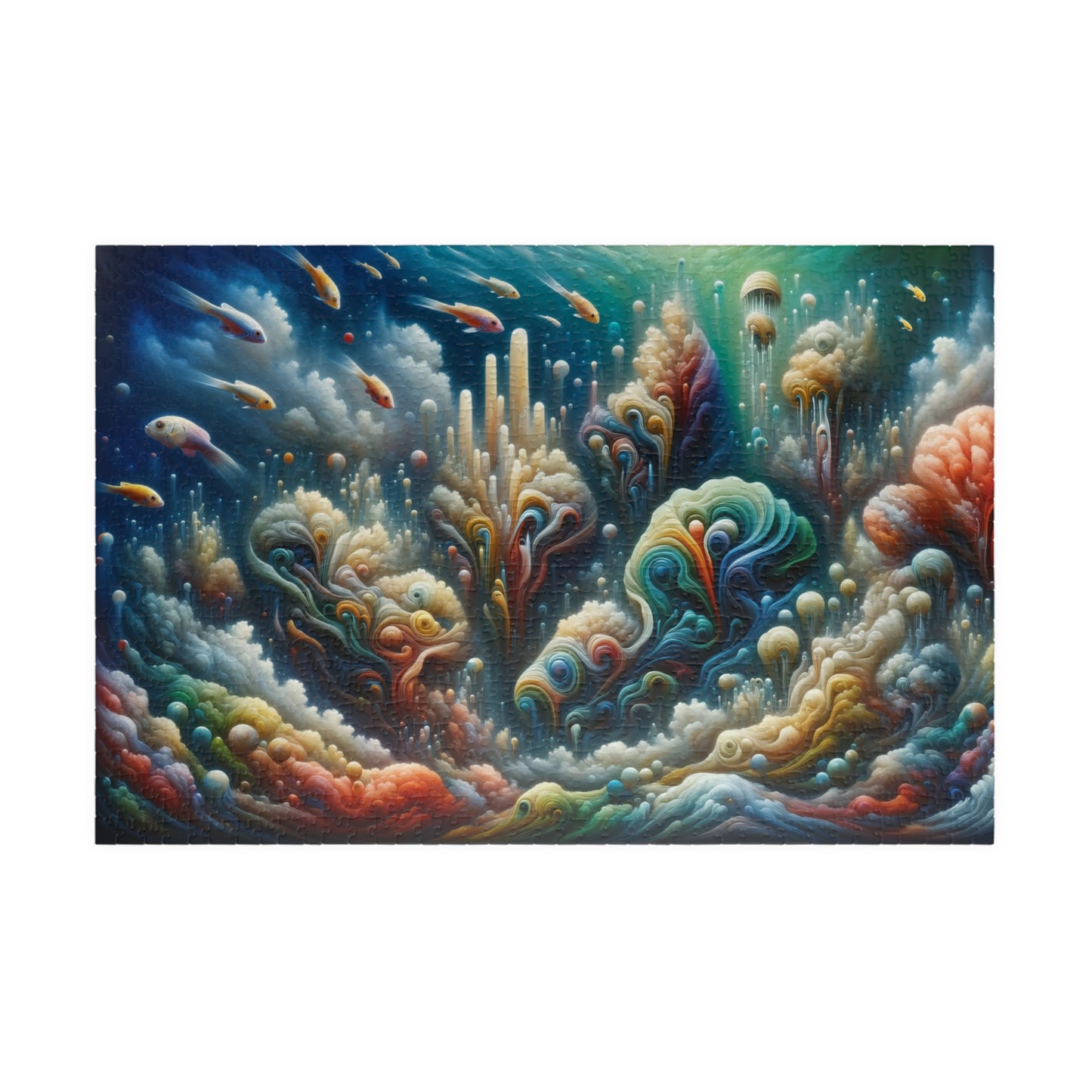 Vibrant Underwater Kingdom Puzzle - Fantasy Coral Reef with Flowing Forms