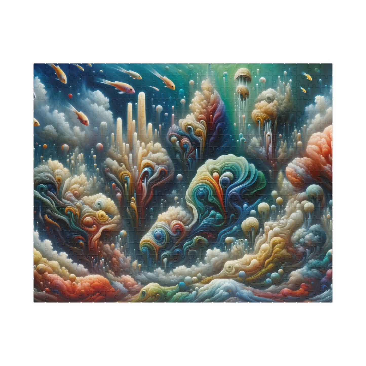 Vibrant Underwater Kingdom Puzzle - Fantasy Coral Reef with Flowing Forms